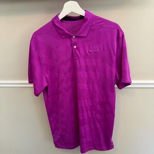 Nike Dri-FIT Purple Geometric Polo Shirt Men’s Medium Golf Athletic